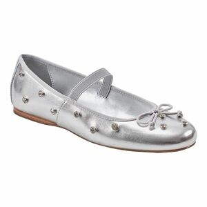 Bandolino Women Prity Mary Jane Embellished Ballet Silver Flats
